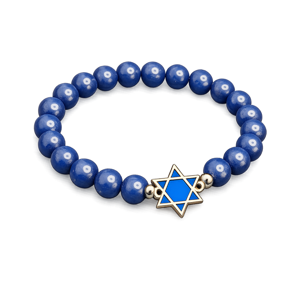 Blue Beaded Bracelet Star of David Charm