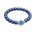 Blue Beaded Bracelet Star of David Charm