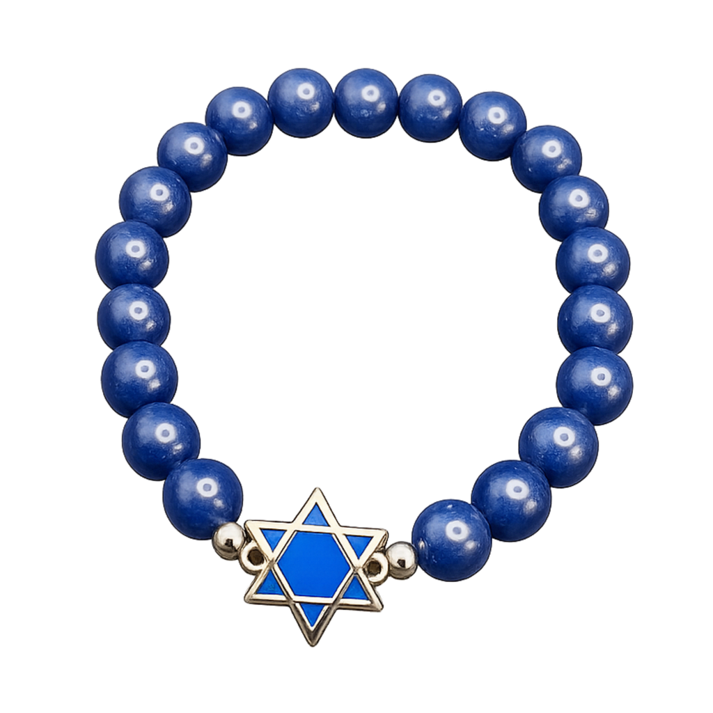 Blue Beaded Bracelet Star of David Charm