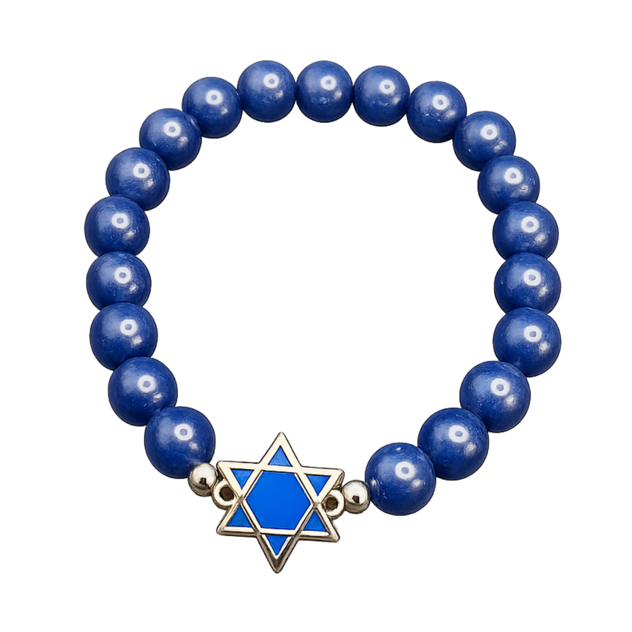 Blue Beaded Bracelet Star of David Charm