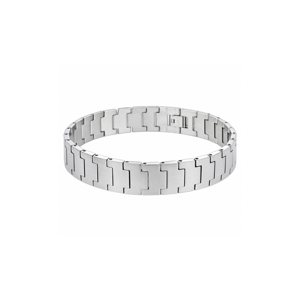 SET OF 2: Brushed Silver Tungsten Link Bracelet – 8.5" Modern Scratch-Resistant Bracelet