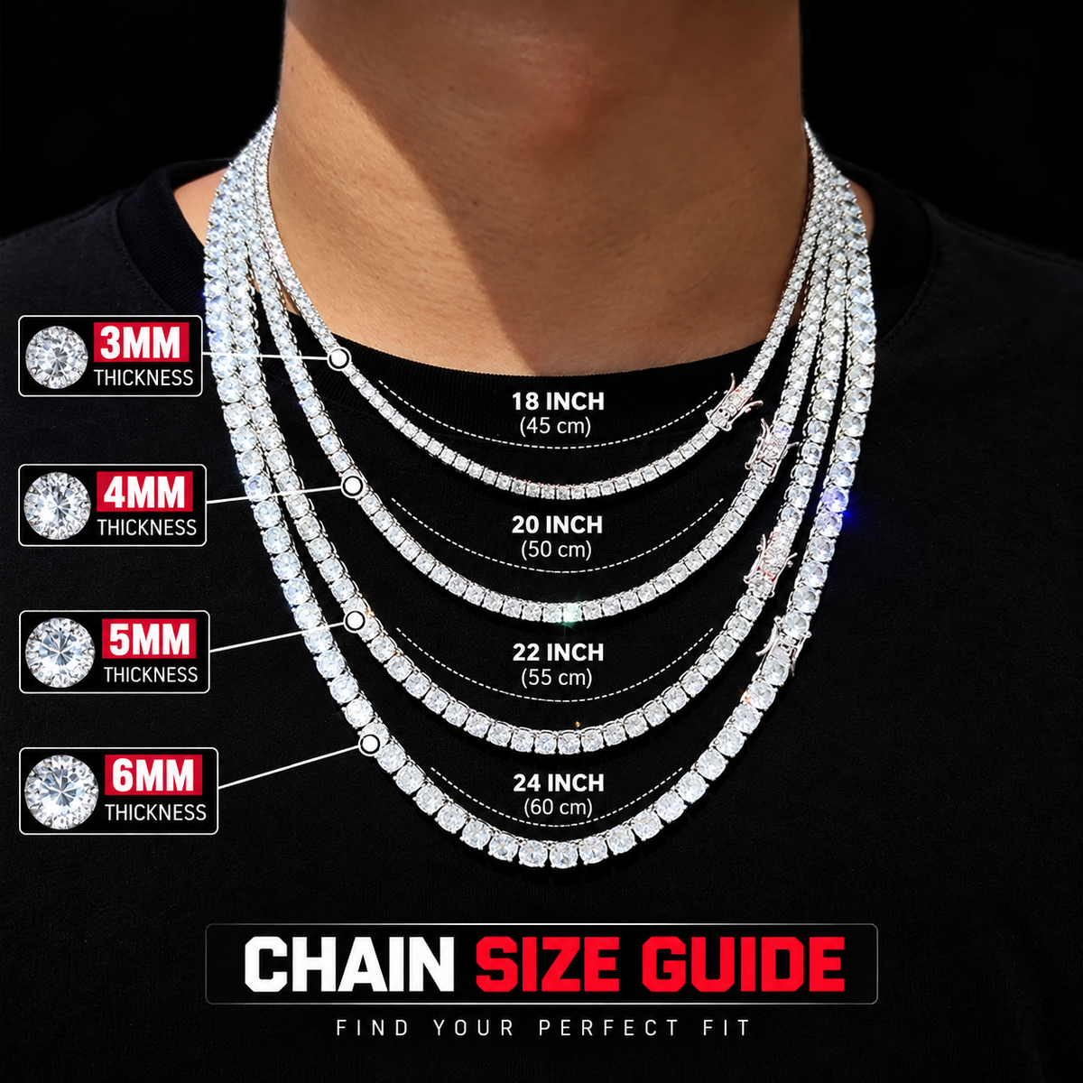 Iced CZ Tennis Chain Necklace