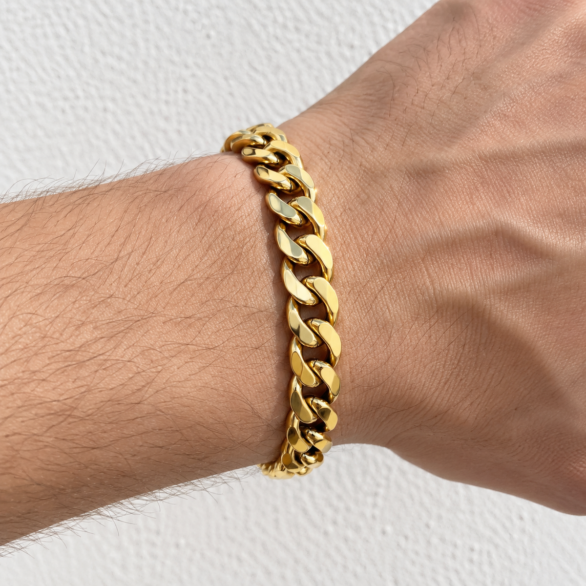Gold Cuban Link Stainless Steel Bracelet for Men