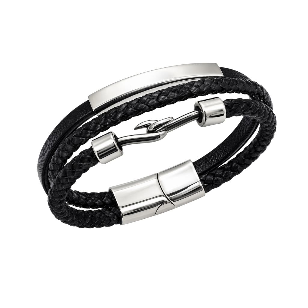 Men's Dual Strand Leather Bracelet – Affordable Non-Tarnish Braided Bracelet for Men