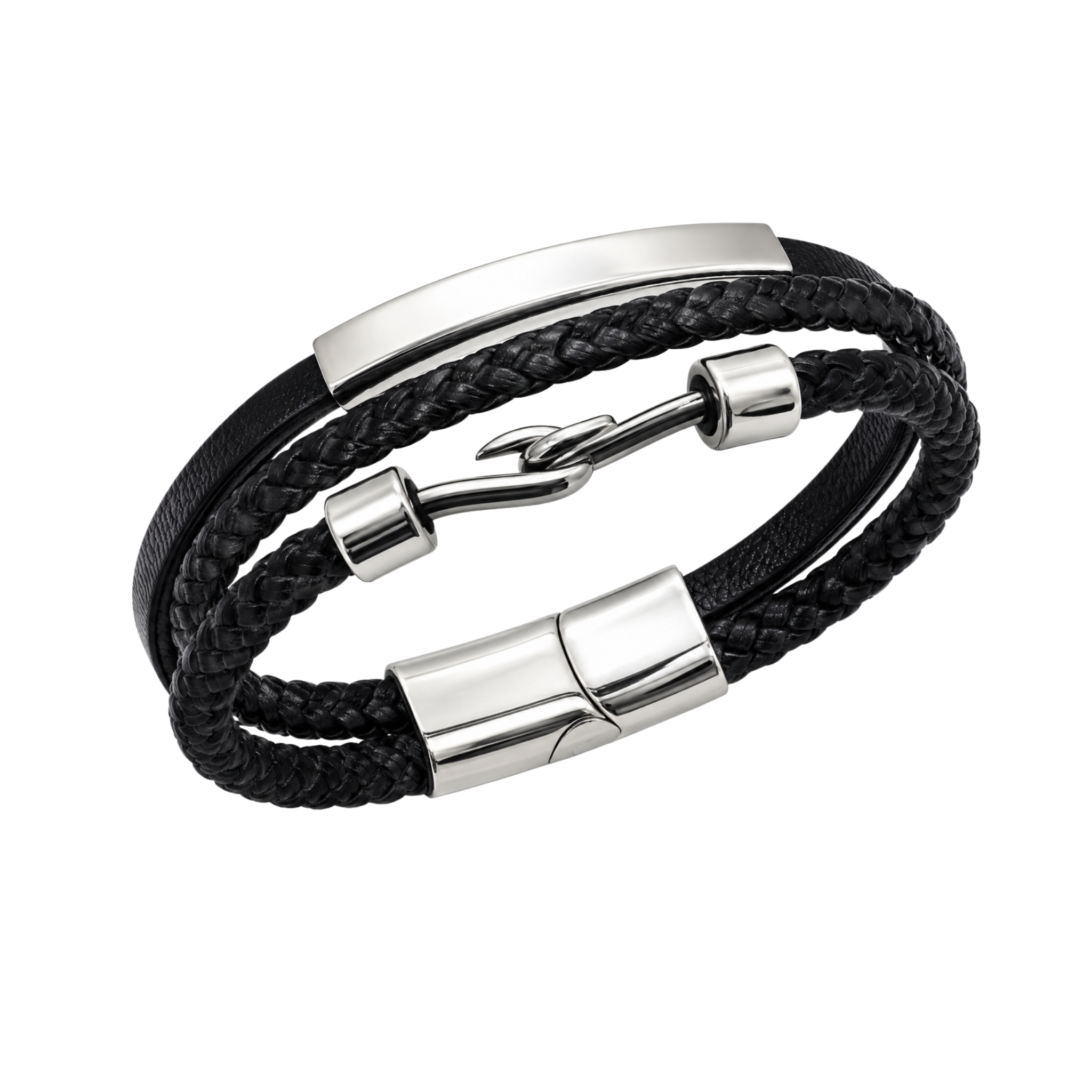 Men's Dual Strand Leather Bracelet – Affordable Non-Tarnish Braided Bracelet for Men