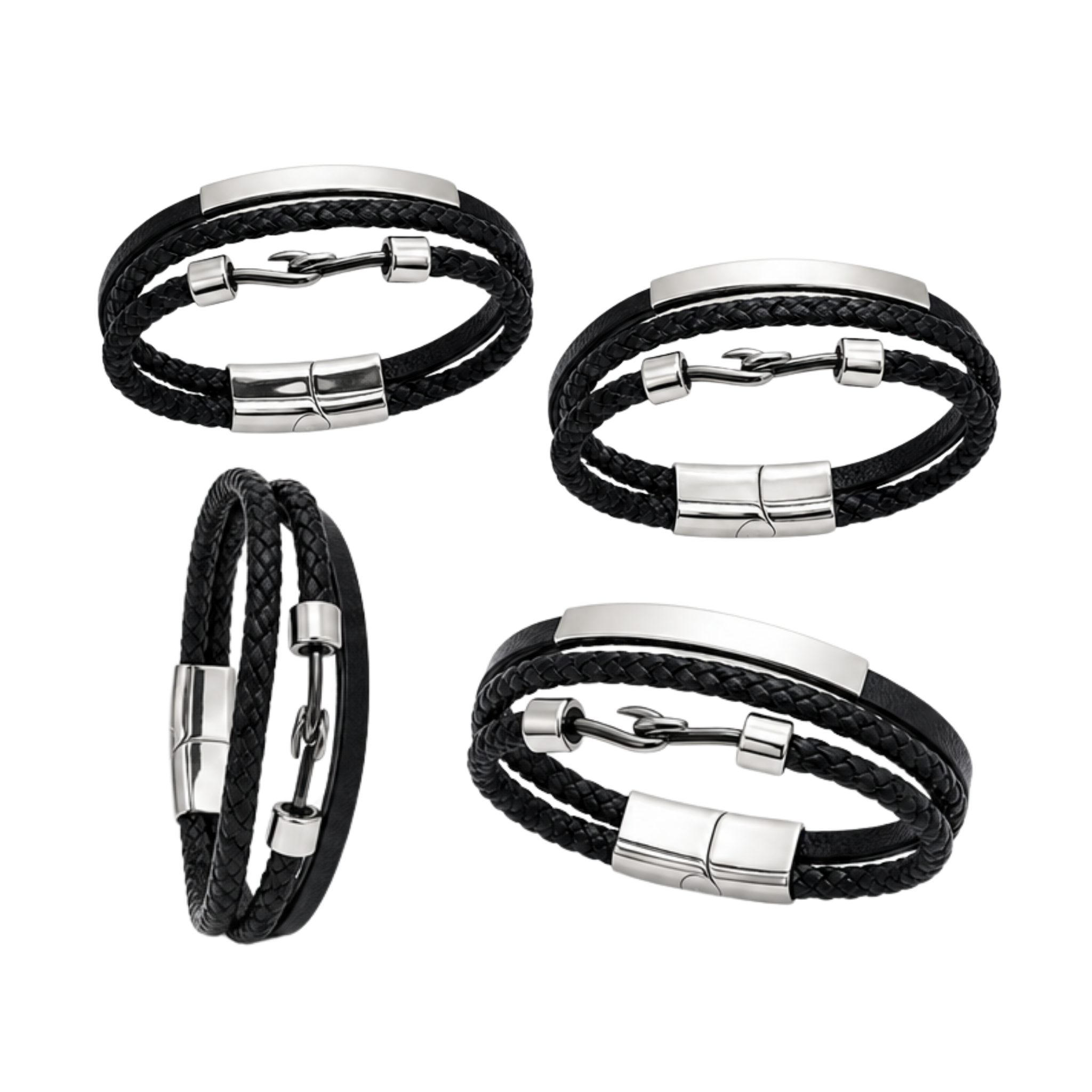 Men's Dual Strand Leather Bracelet – Affordable Non-Tarnish Braided Bracelet for Men