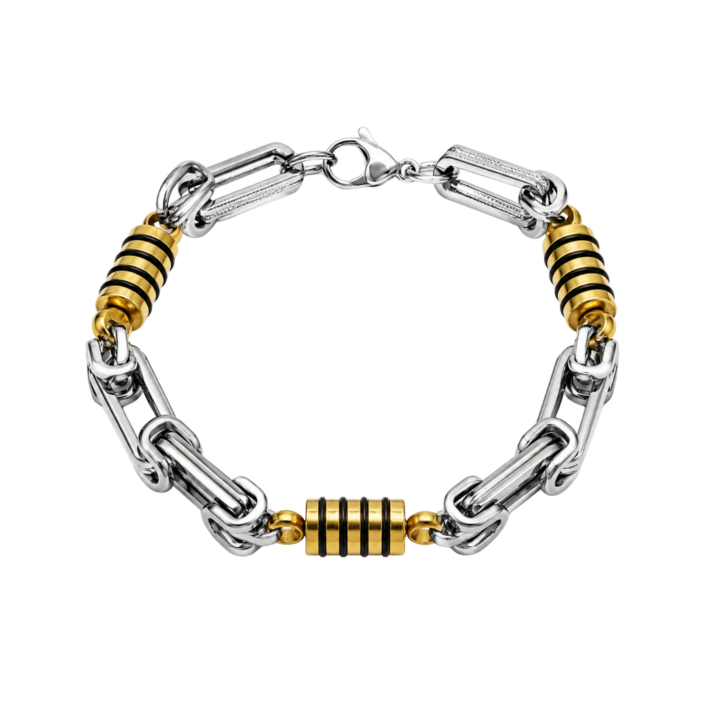 NEW Non-Tarnish Dual Tone Chain Bracelet – Stainless Steel Link Bracelet for Men