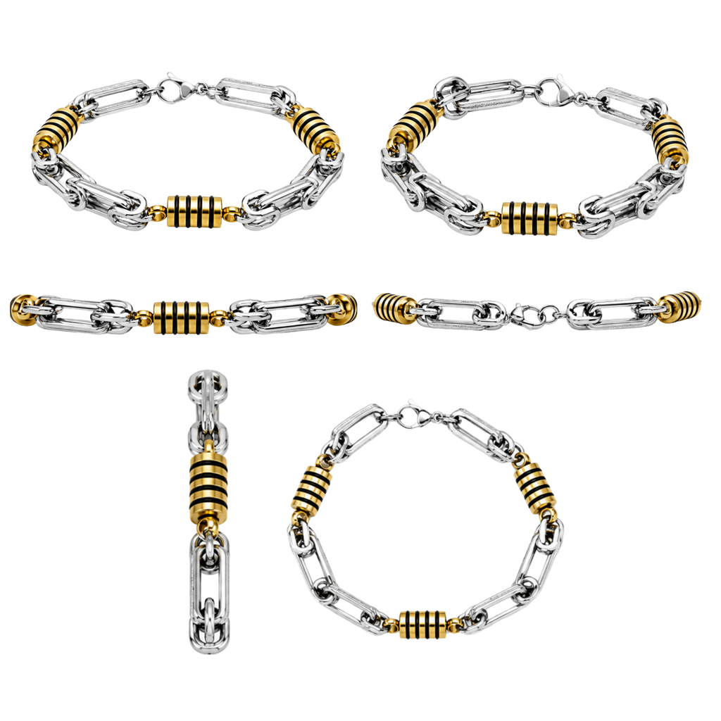NEW Non-Tarnish Dual Tone Chain Bracelet – Stainless Steel Link Bracelet for Men