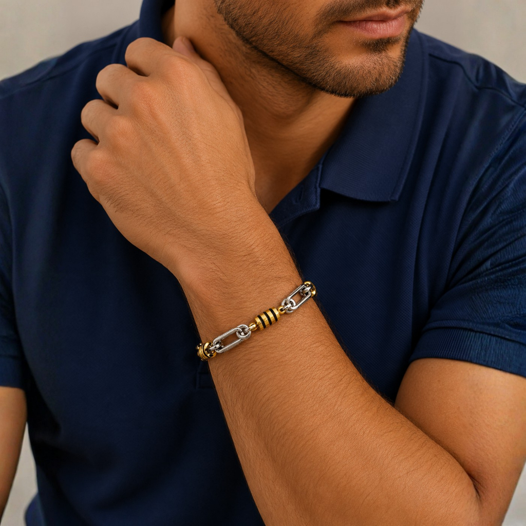 NEW Non-Tarnish Dual Tone Chain Bracelet – Stainless Steel Link Bracelet for Men