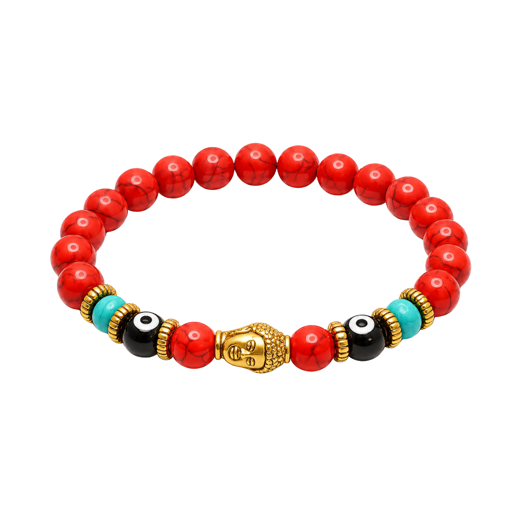 Evil Eye Bead Bracelet Red With Buddha Charm Turquoise
