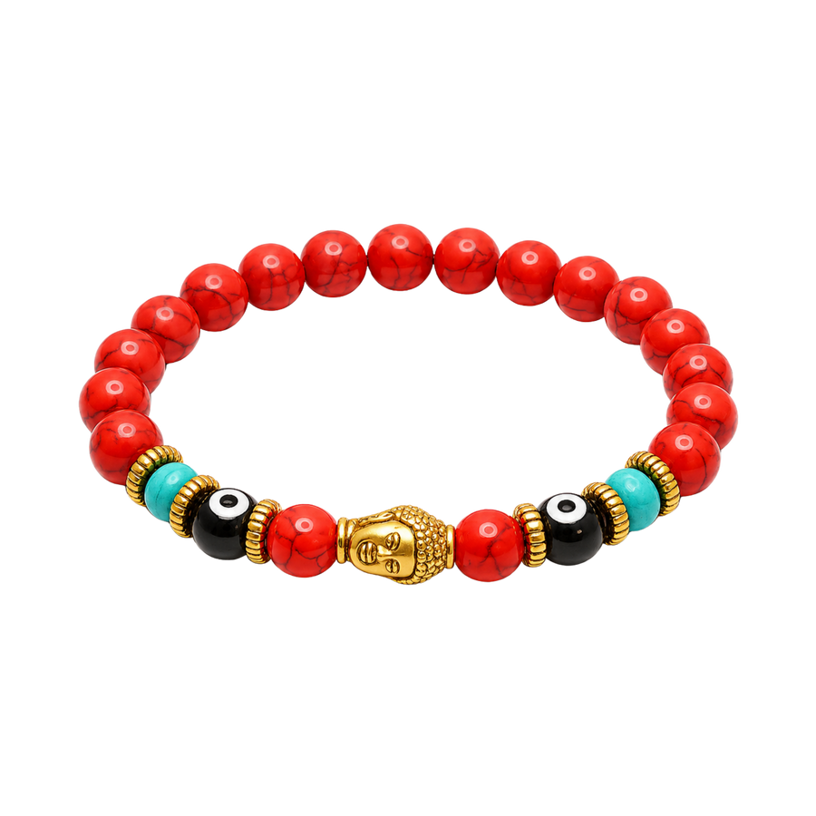 Evil Eye Bead Bracelet Red With Buddha Charm Turquoise – Bracelet by Sloop Jewelry