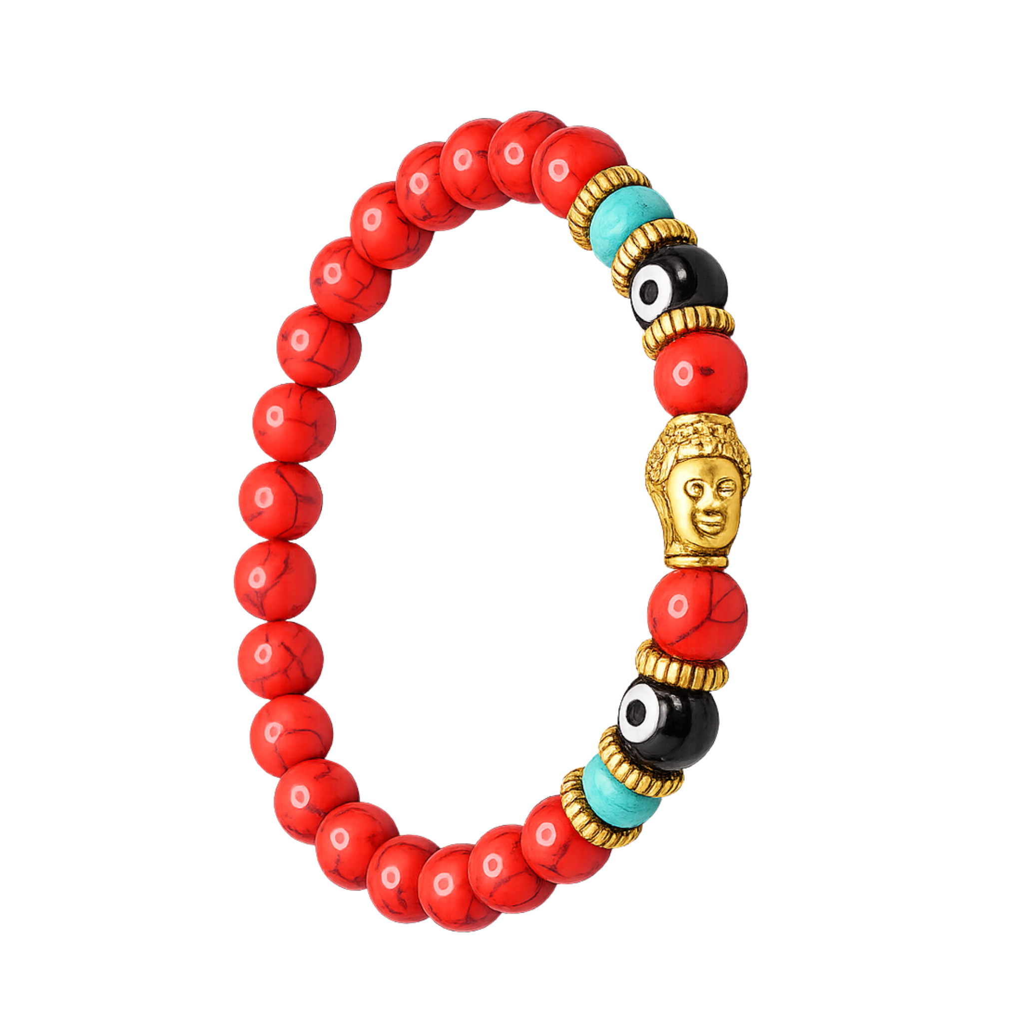 Evil Eye Bead Bracelet Red With Buddha Charm Turquoise