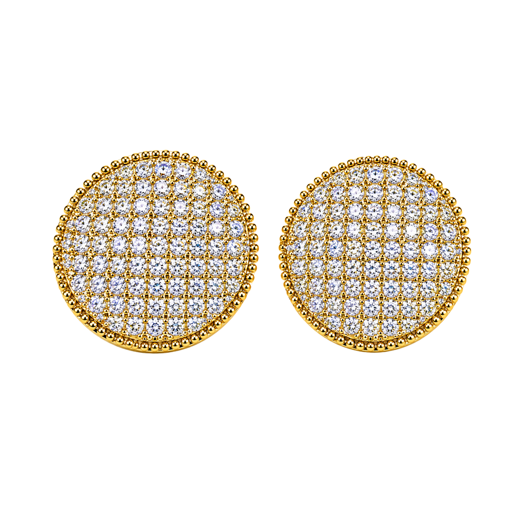 Diamond Disc Earrings – Sparkling Silver & Gold Stud Earrings