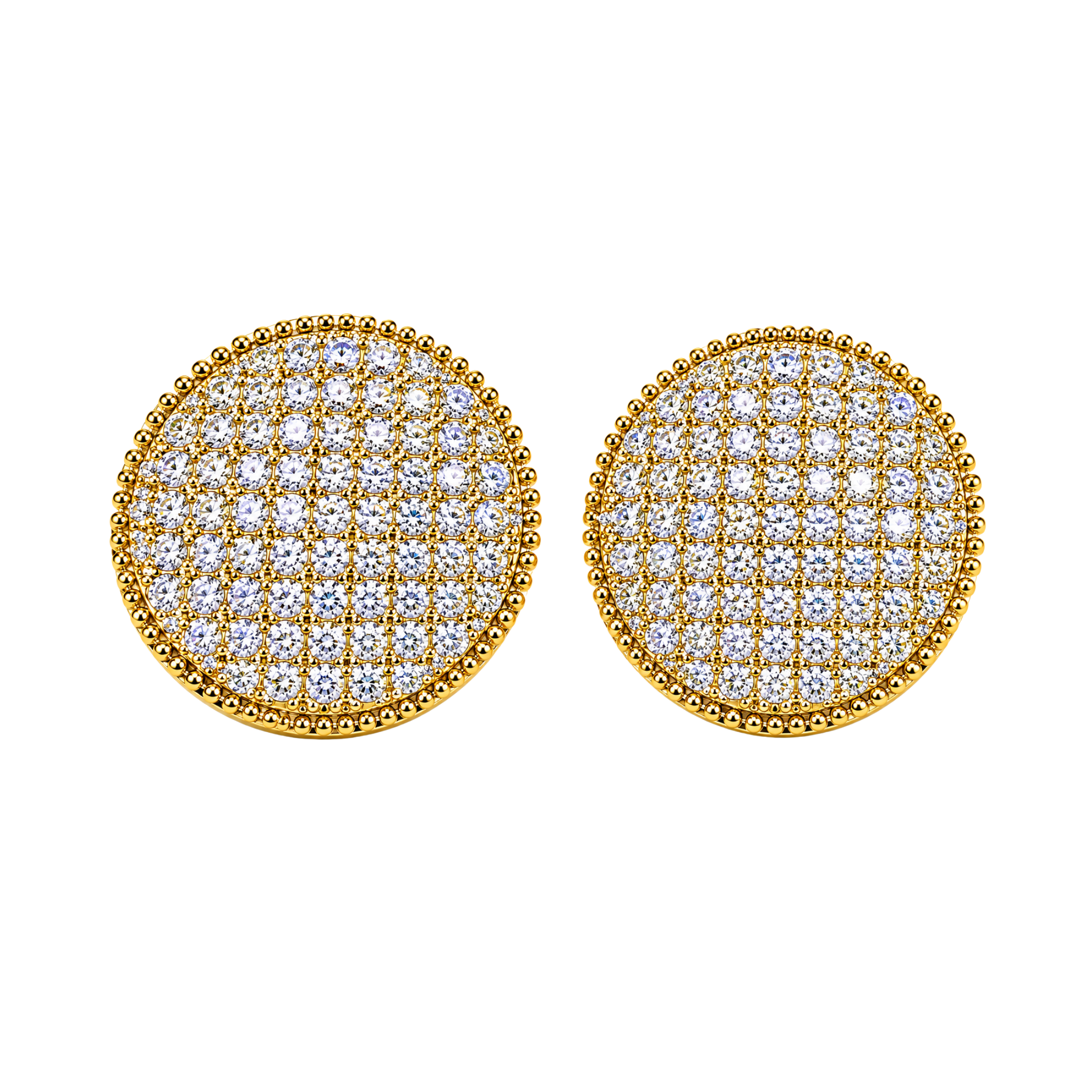 Diamond Disc Earrings – Sparkling Silver & Gold Stud Earrings