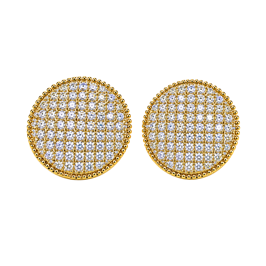 Diamond Disc Earrings – Sparkling Silver & Gold Stud Earrings – alternate view 2 | Sloop Jewelry – alternate view