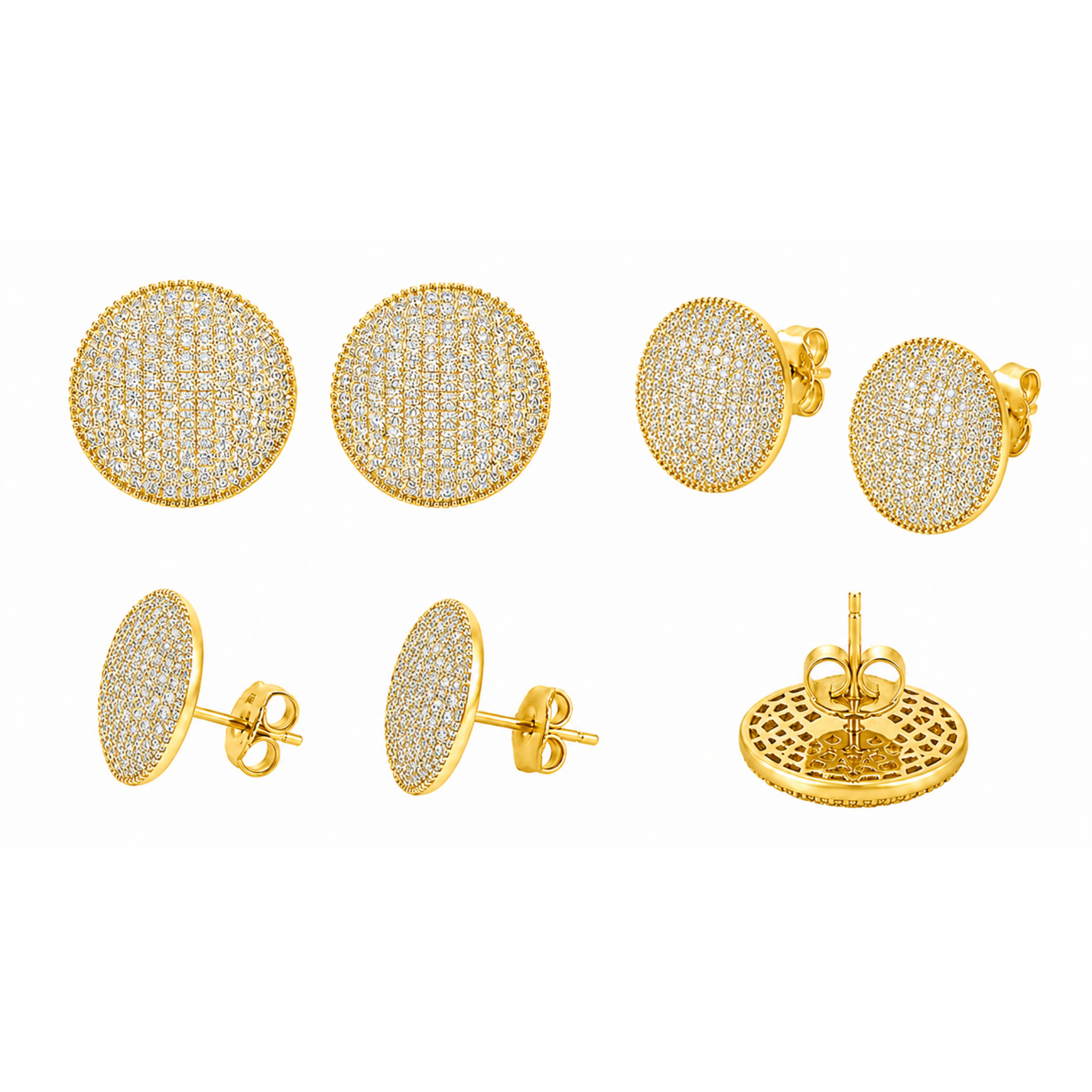 Diamond Disc Earrings – Sparkling Silver & Gold Stud Earrings