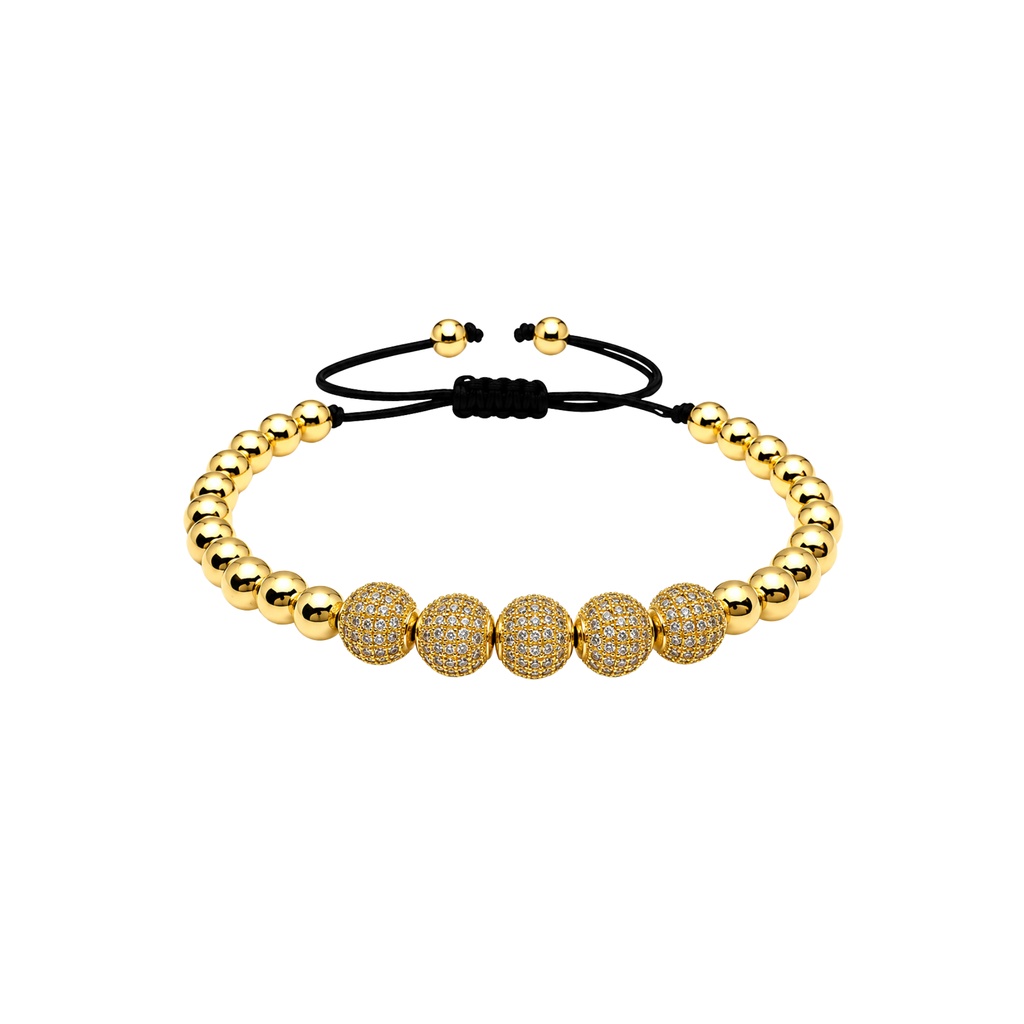 Fashion Bracelet with Bling Beads | Adjustable Stainless Steel Bead Bracelet | Non-Tarnish Jewelry