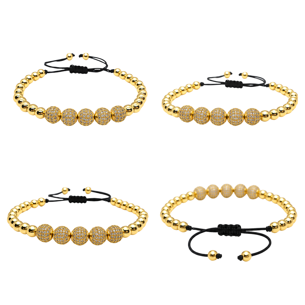 Fashion Bracelet with Bling Beads | Adjustable Stainless Steel Bead Bracelet | Non-Tarnish Jewelry