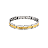 Gold PVD Coated Stainless Steel Magnetic Bracelet for Men – Two-Tone, Strong & Stylish