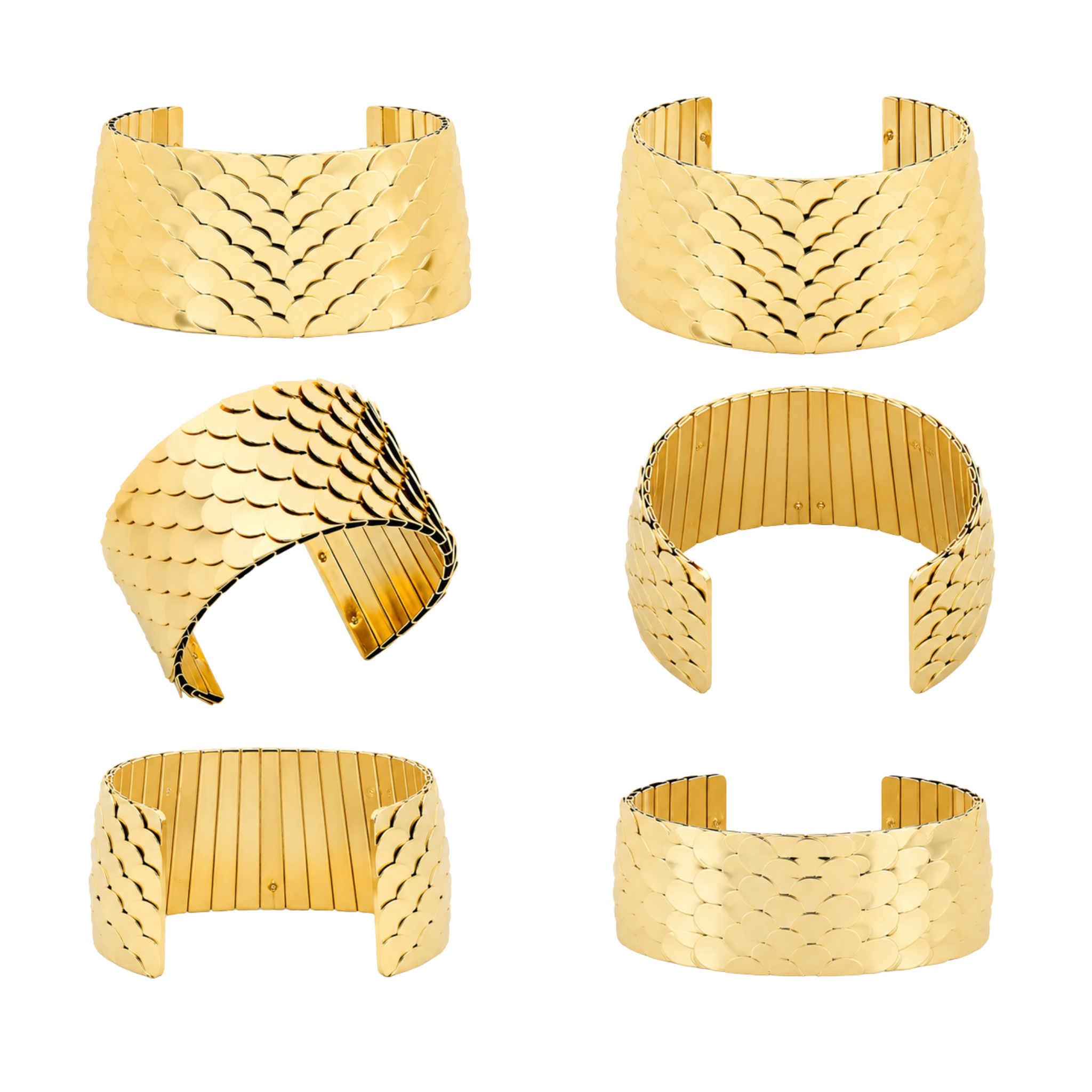 Gold Scale Pattern Open Cuff Bracelet for Women – Adjustable Non-Tarnish Statement Cuff | Affordable Fashion Jewelry Gift