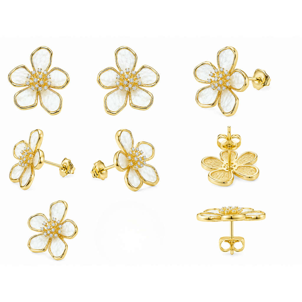 NEW Golden Blossom Earrings – Non Tarnish Flower Stud Earrings