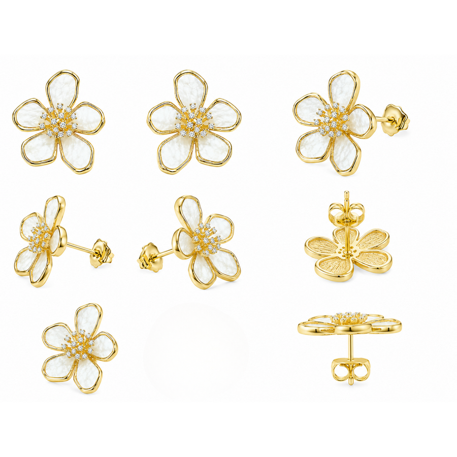 NEW Golden Blossom Earrings – Non Tarnish Flower Stud Earrings – alternate view 2 | Sloop Jewelry – alternate view