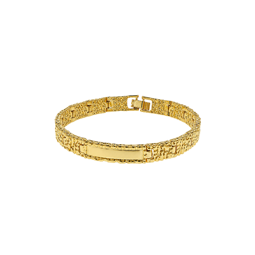 SET OF 2: Golden Legacy Nugget Bracelet – 8mm Men's Gold-Tone Link Bracelet 8.5"