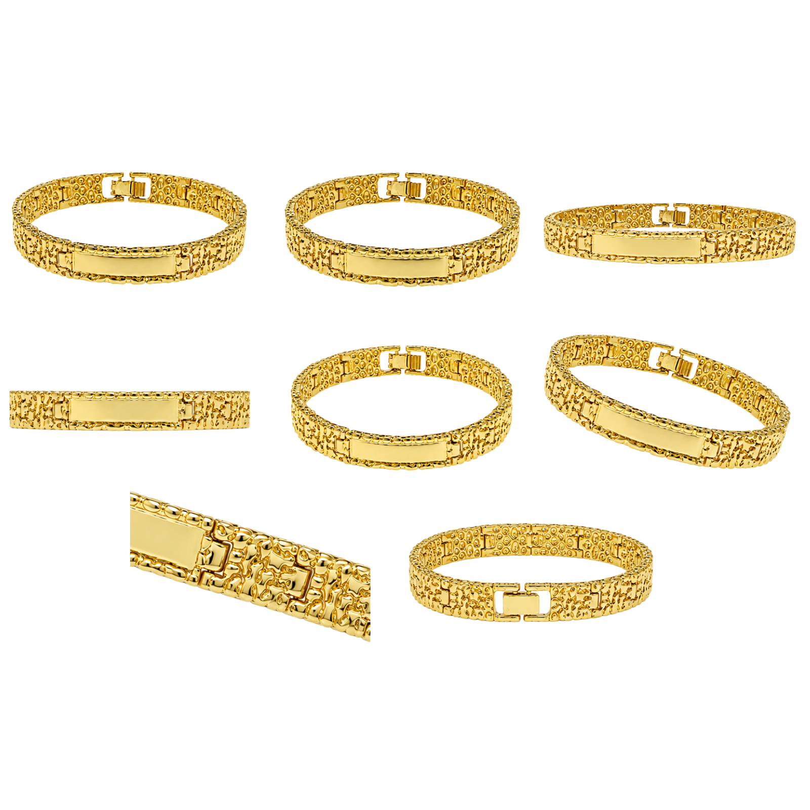 SET OF 2: Golden Legacy Nugget Bracelet – 8mm Men's Gold-Tone Link Bracelet 8.5"
