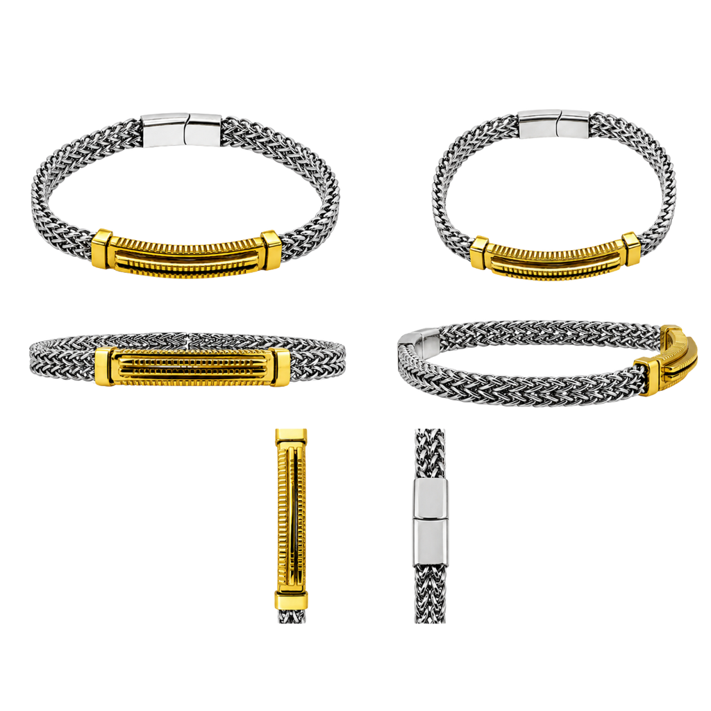 NEW Non-Tarnish Ridge Bracelet – Two-Tone Stainless Steel Bracelet for Men