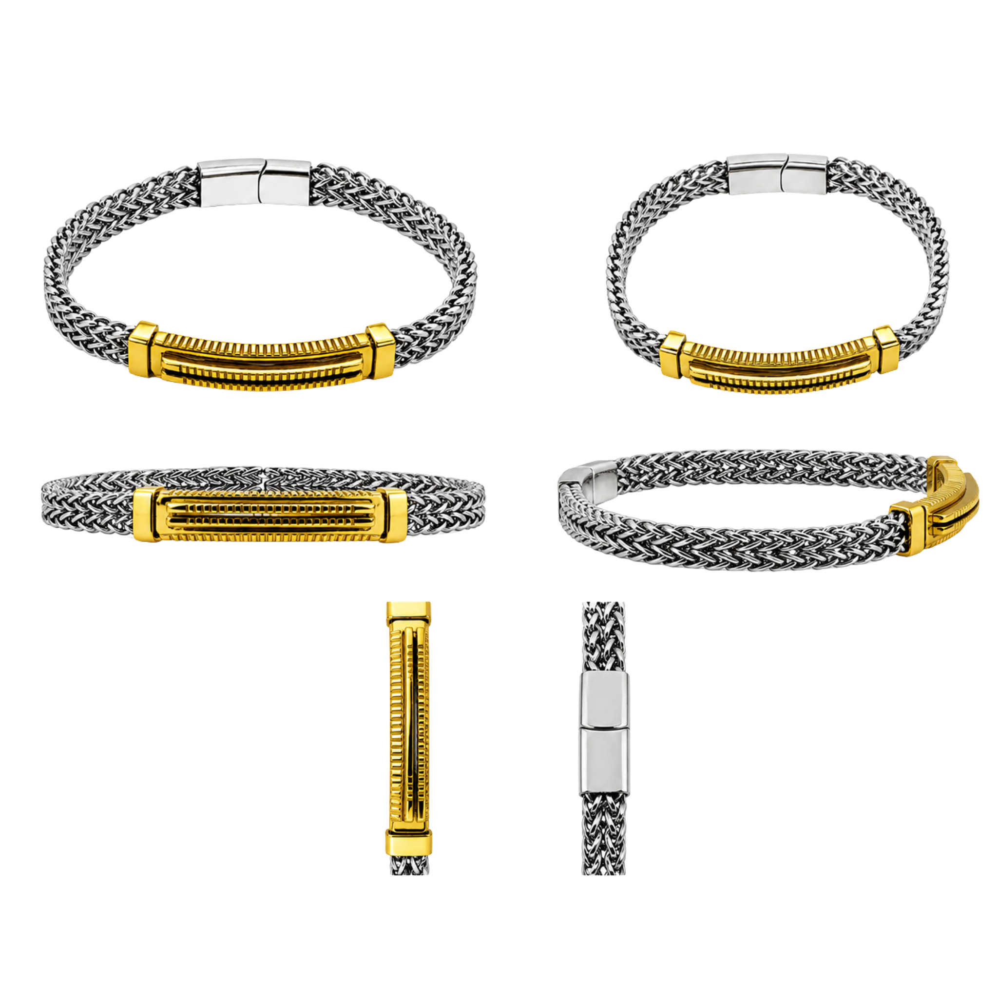 NEW Non-Tarnish Ridge Bracelet – Two-Tone Stainless Steel Bracelet for Men