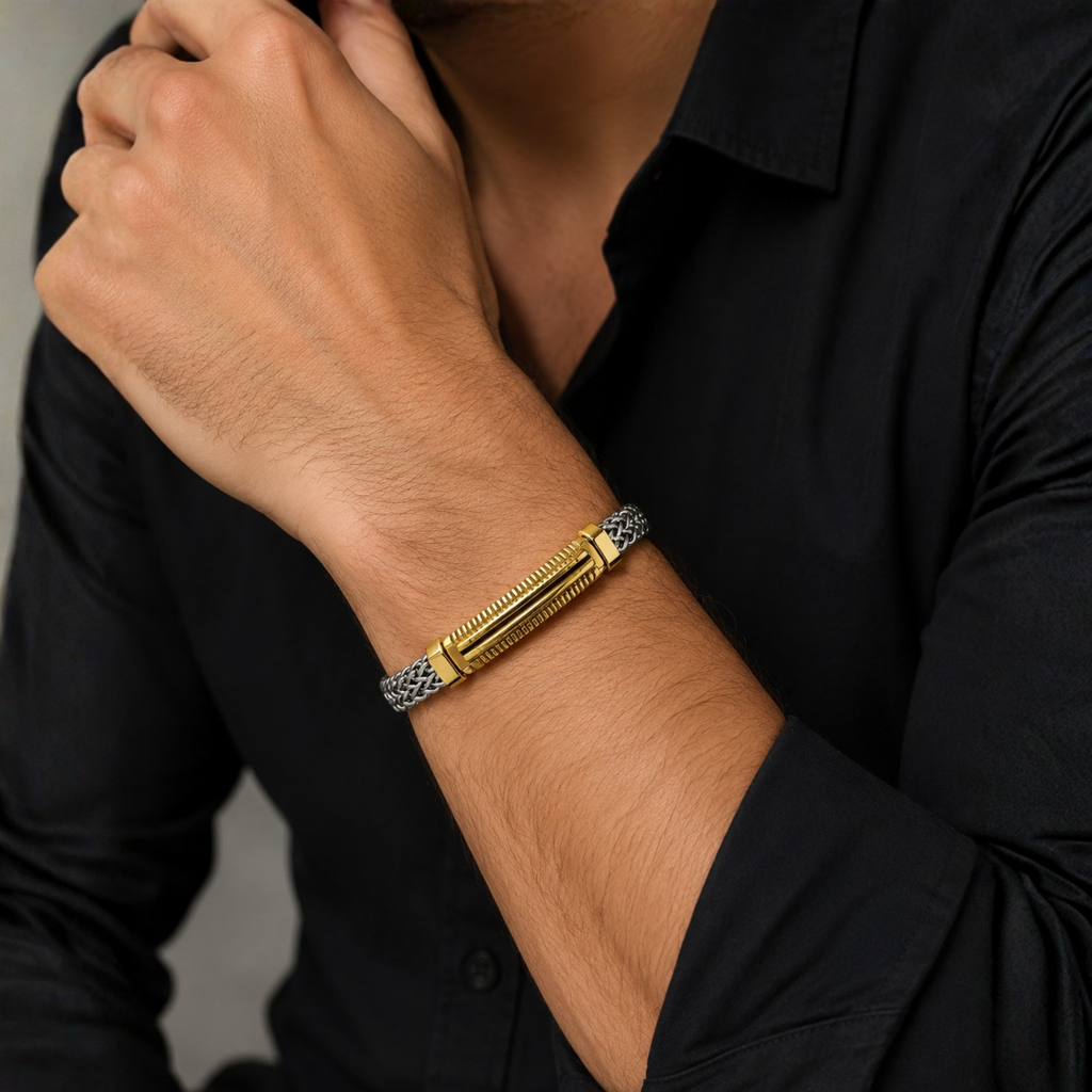 NEW Non-Tarnish Ridge Bracelet – Two-Tone Stainless Steel Bracelet for Men