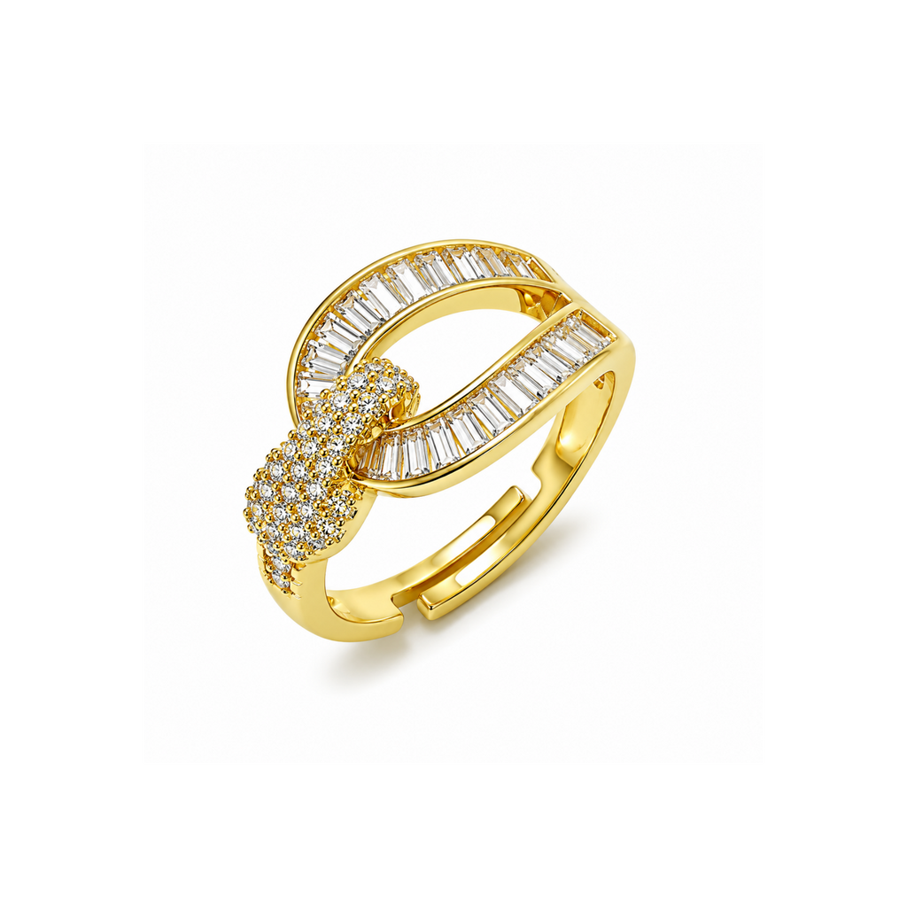 Golden Snake Ribbon Ring – Gold Tone Twisted Snake Wrap Ring for Women