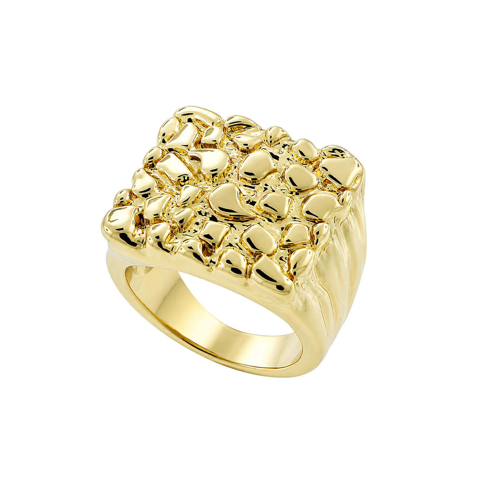 Golden Summit Nugget Ring – Women's Gold-Tone Statement Ring