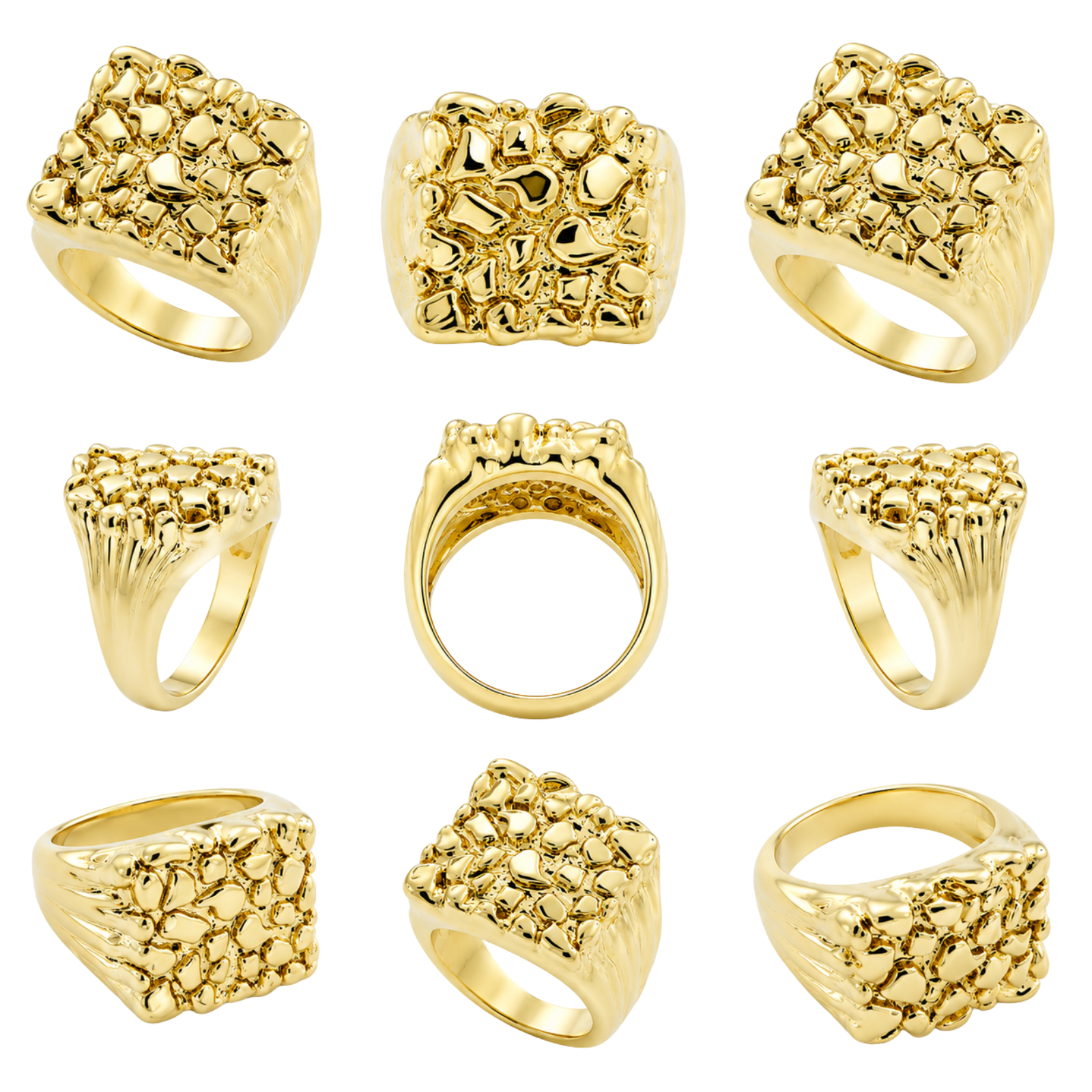 Golden Summit Nugget Ring – Women's Gold-Tone Statement Ring
