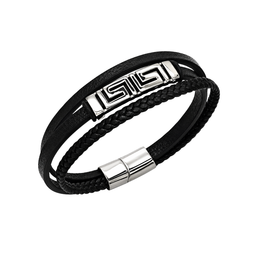 Men's Greek Key Bracelet – Non-Tarnish Stainless Steel Bracelet – Bracelet by Sloop Jewelry