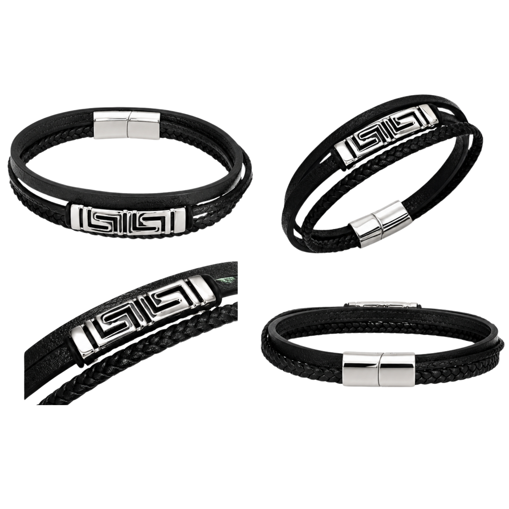 Men's Greek Key Bracelet – Non-Tarnish Stainless Steel Bracelet