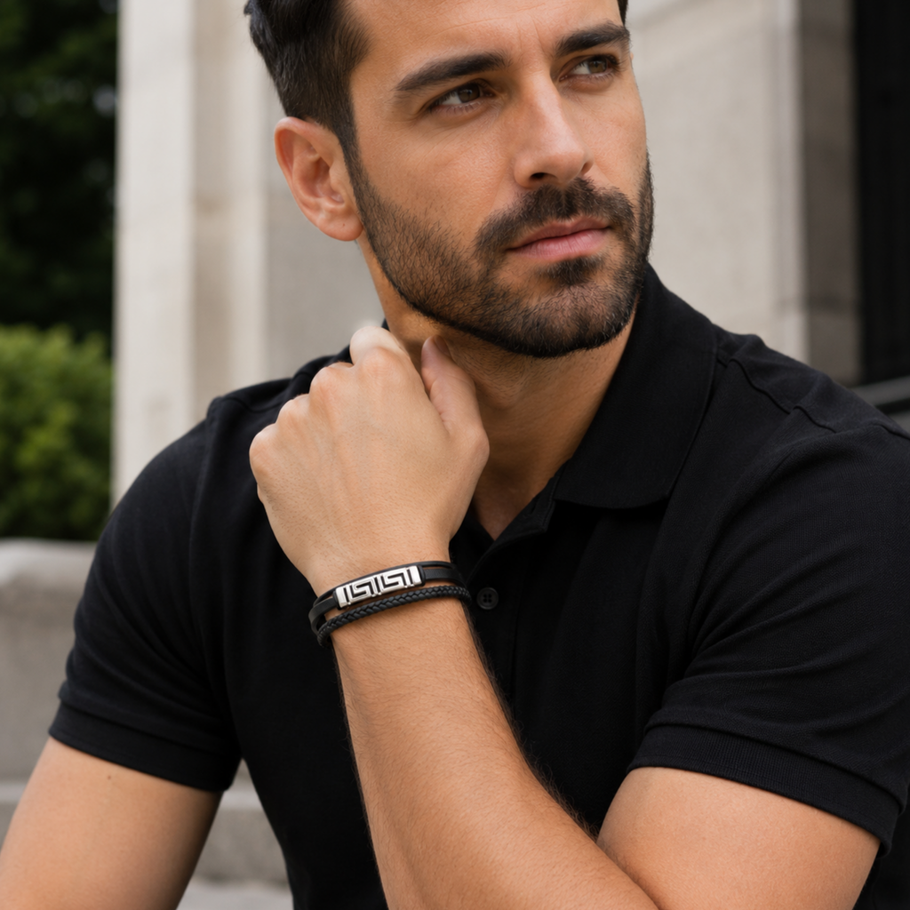 Men's Greek Key Bracelet – Non-Tarnish Stainless Steel Bracelet