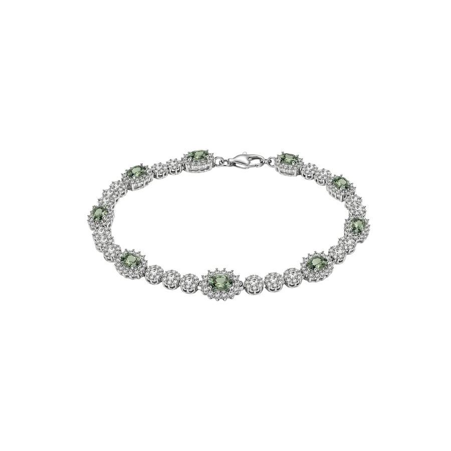 Green Rhodium Plated 925 Sterling Silver Moissanite Halo Tennis… – Bracelet by Sloop Jewelry