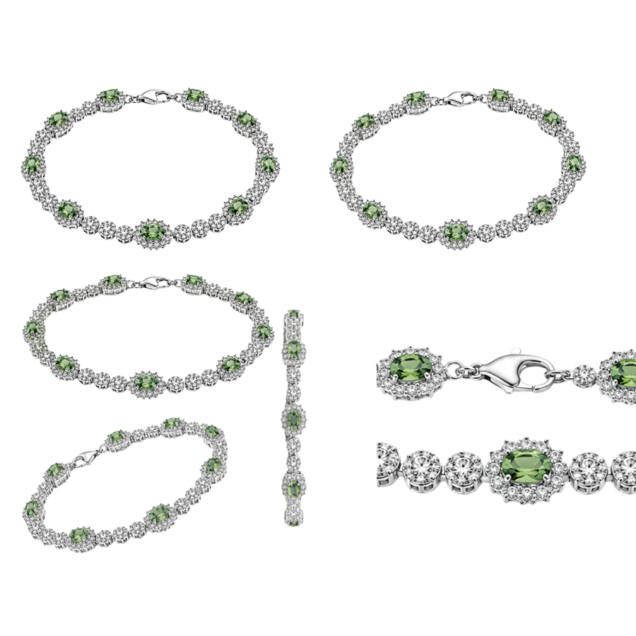 Green Rhodium Plated 925 Sterling Silver Moissanite Halo Tennis… – alternate view 2 | Sloop Jewelry – alternate view