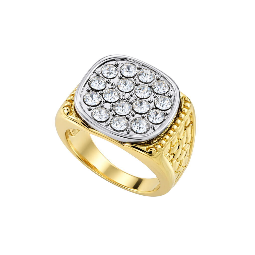 Imperial Ice Nugget Ring – Premium Gold & Silver-Tone CZ Statement Ring for Women