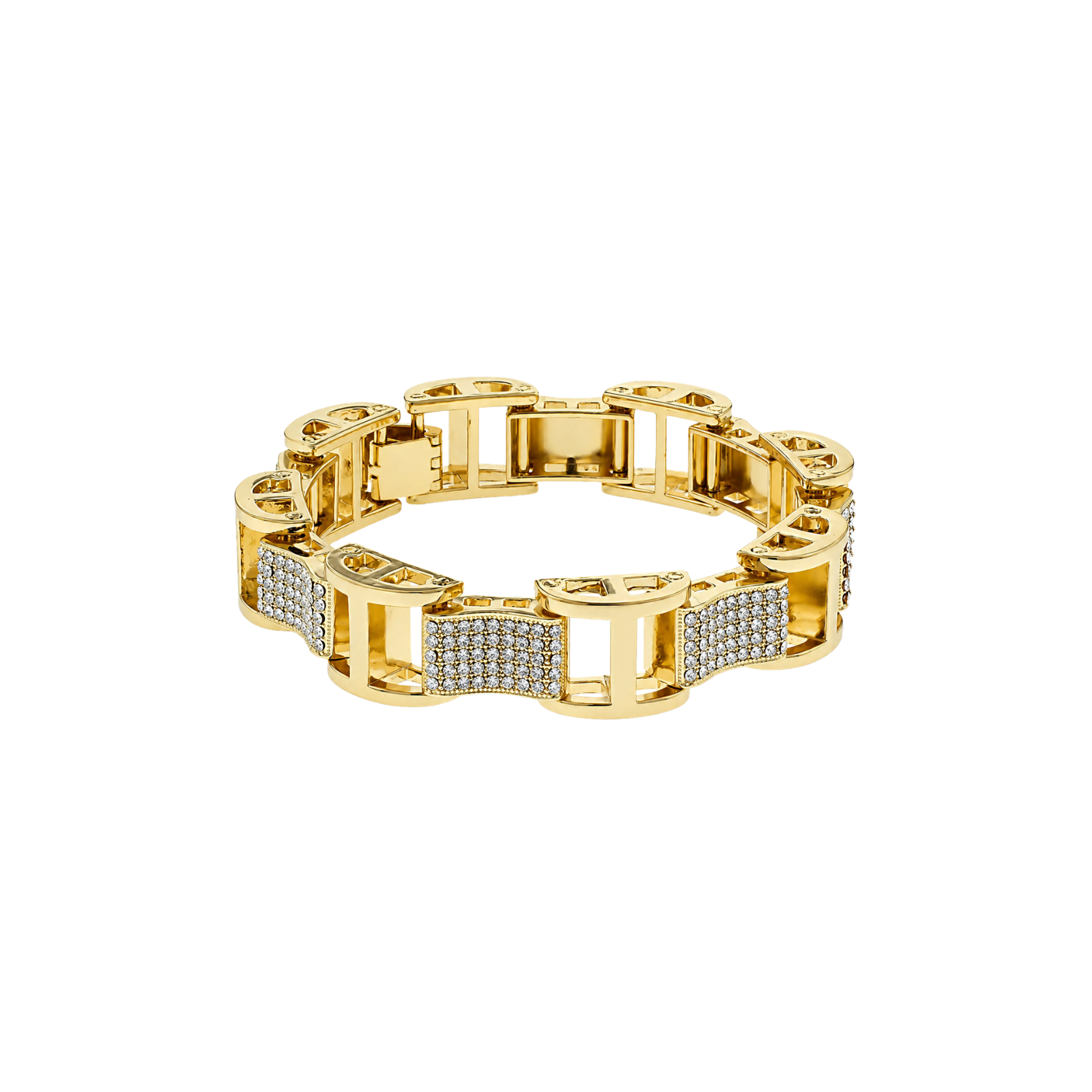 SET OF 2: Imperial Luxe Pave Link Bracelet – 18K Gold Finish | Micro Pave CZ | 28mm Statement Bracelet
