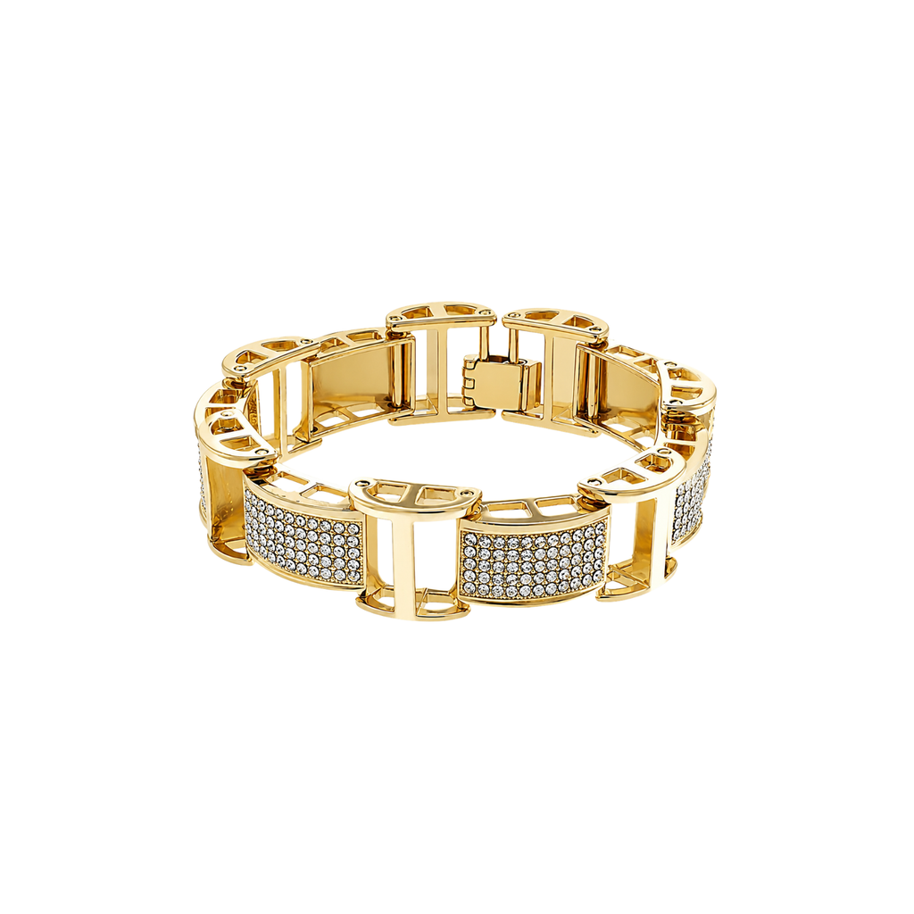 SET OF 2: Imperial Micro Pavé Gold Bracelet – 8.75" Gold-Tone CZ Link Bracelet 15mm x 10mm | Affordable Non Tarnish