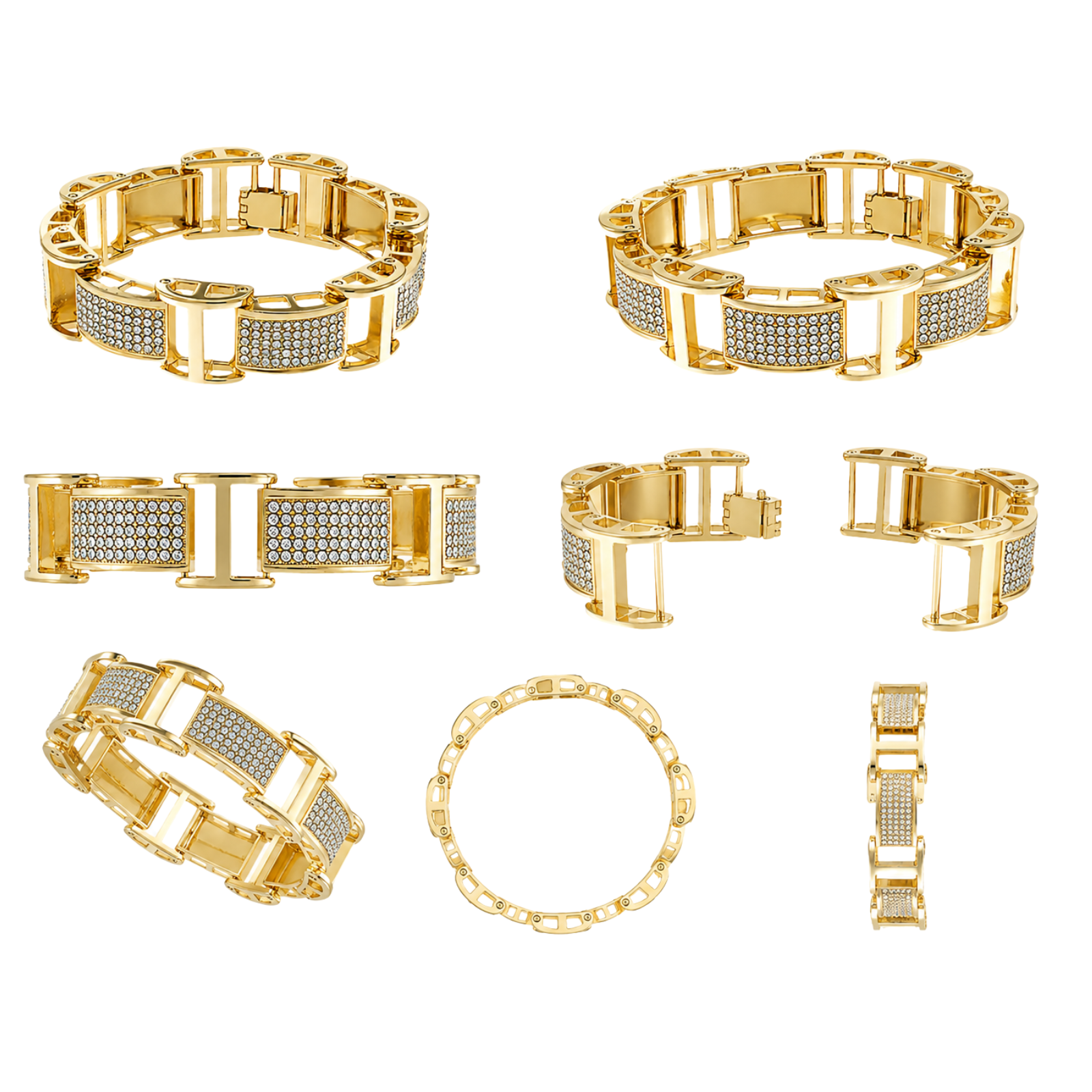 SET OF 2: Imperial Micro Pavé Gold Bracelet – 8.75" Gold-Tone CZ Link Bracelet 15mm x 10mm | Affordable Non Tarnish