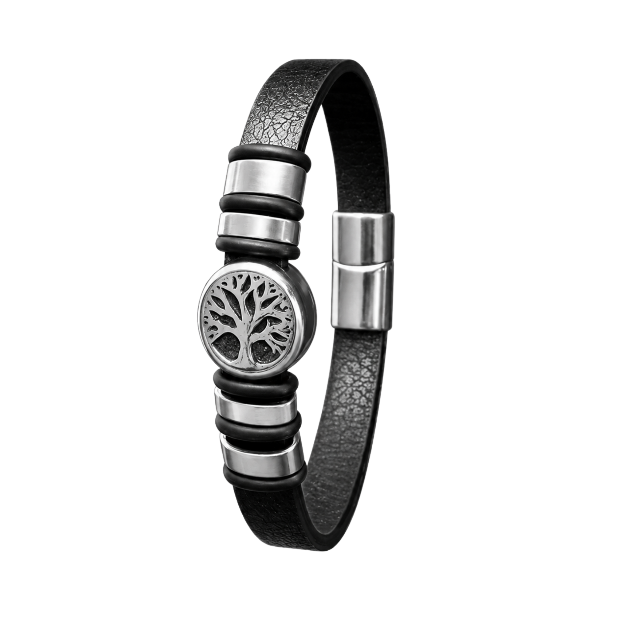 Leather Wrap Bracelet with  Tree of Life Charm
