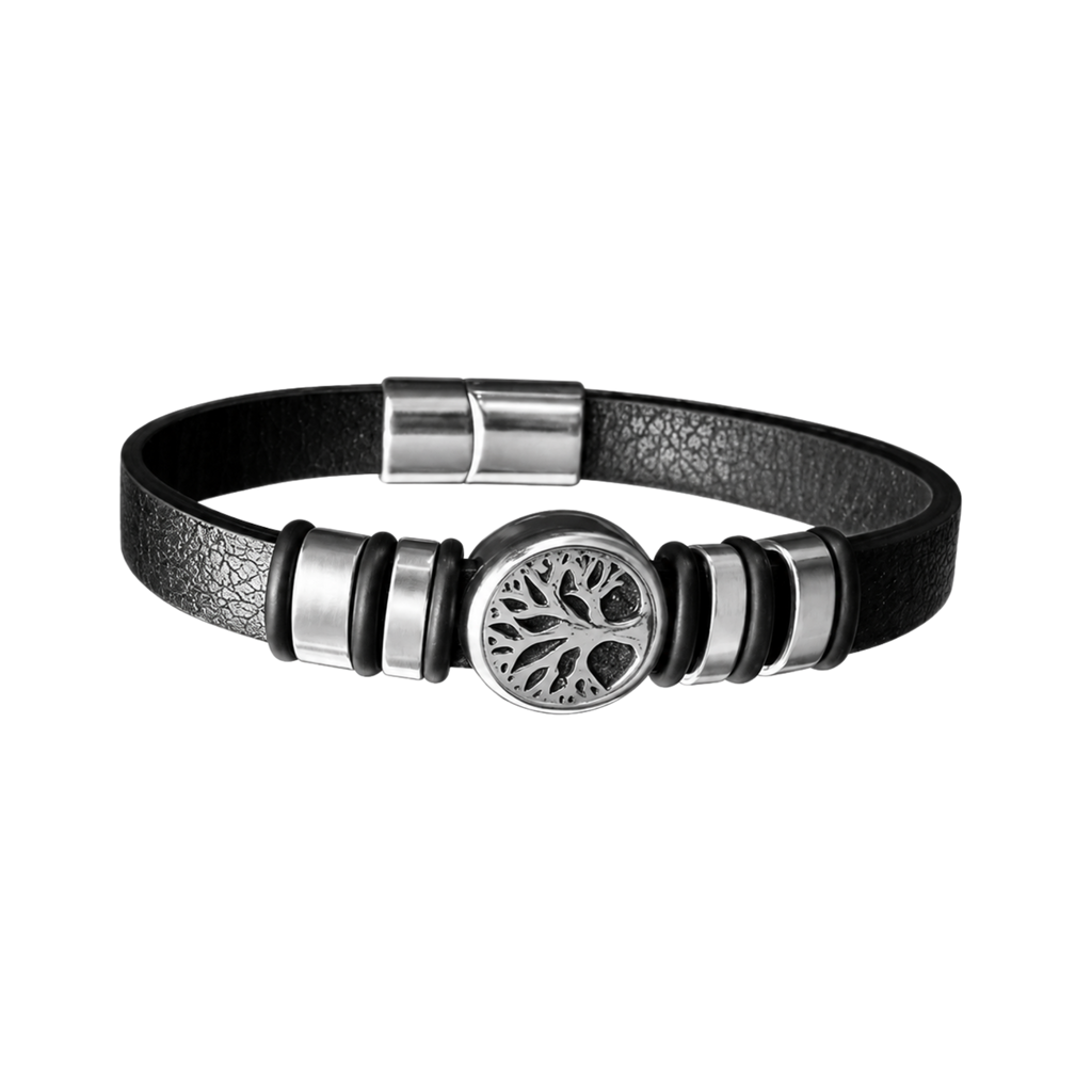 Leather Wrap Bracelet with  Tree of Life Charm
