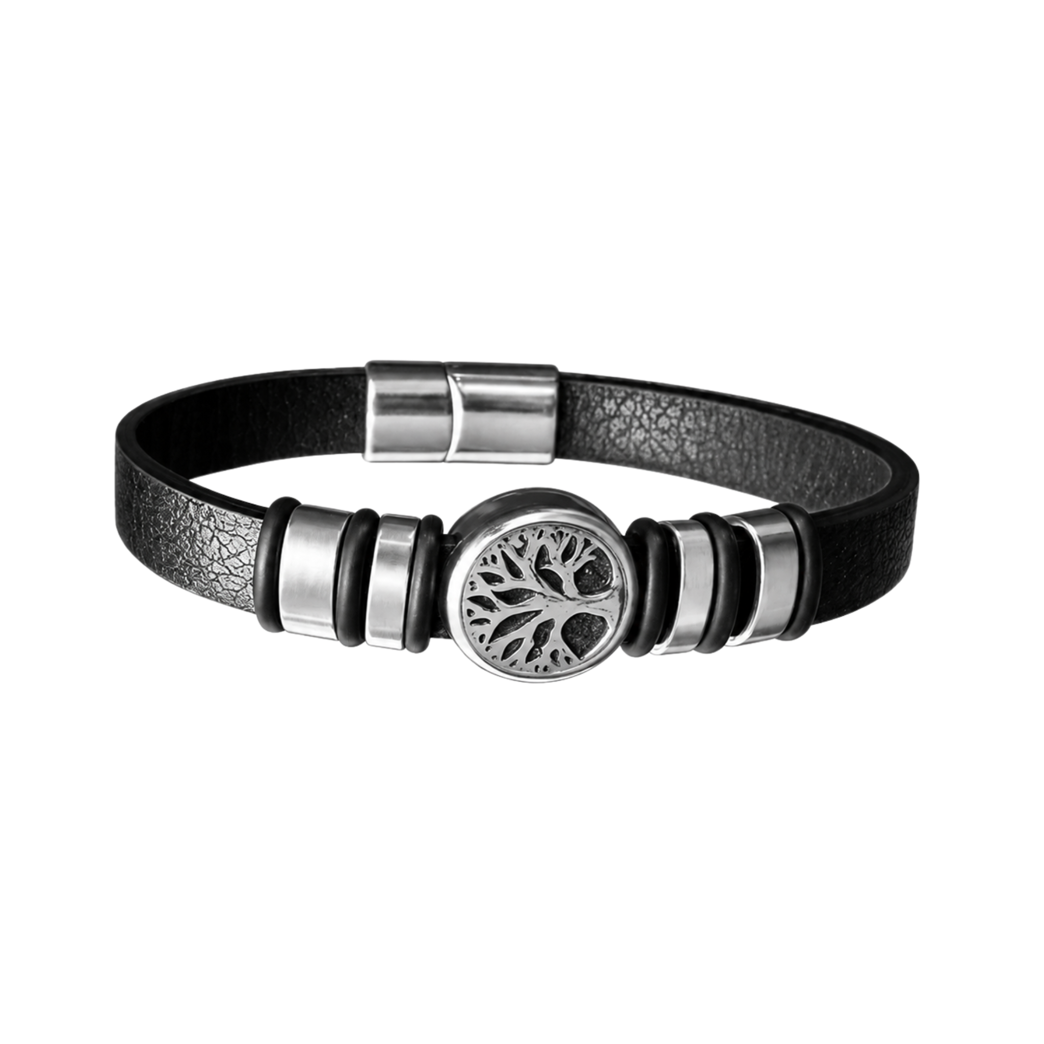 Leather Wrap Bracelet with  Tree of Life Charm