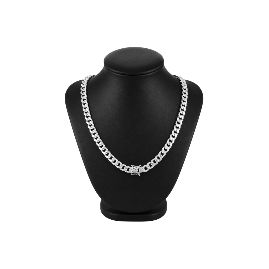 925 Sterling Silver Miami Cuban Box Lock Chain or Bracelet