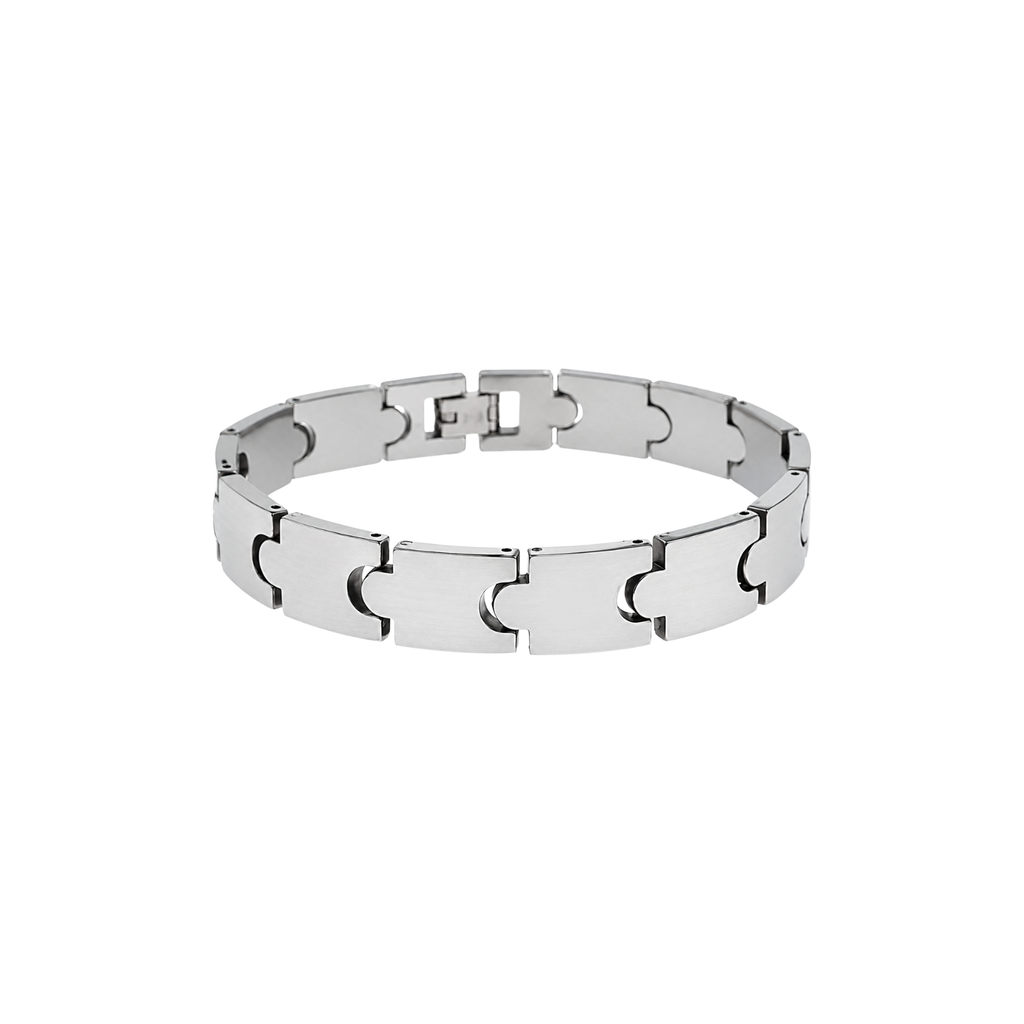 SET OF 2: Men's Brushed Silver Tungsten Link Bracelet – 8.5" Heavy-Duty Modern Bracelet