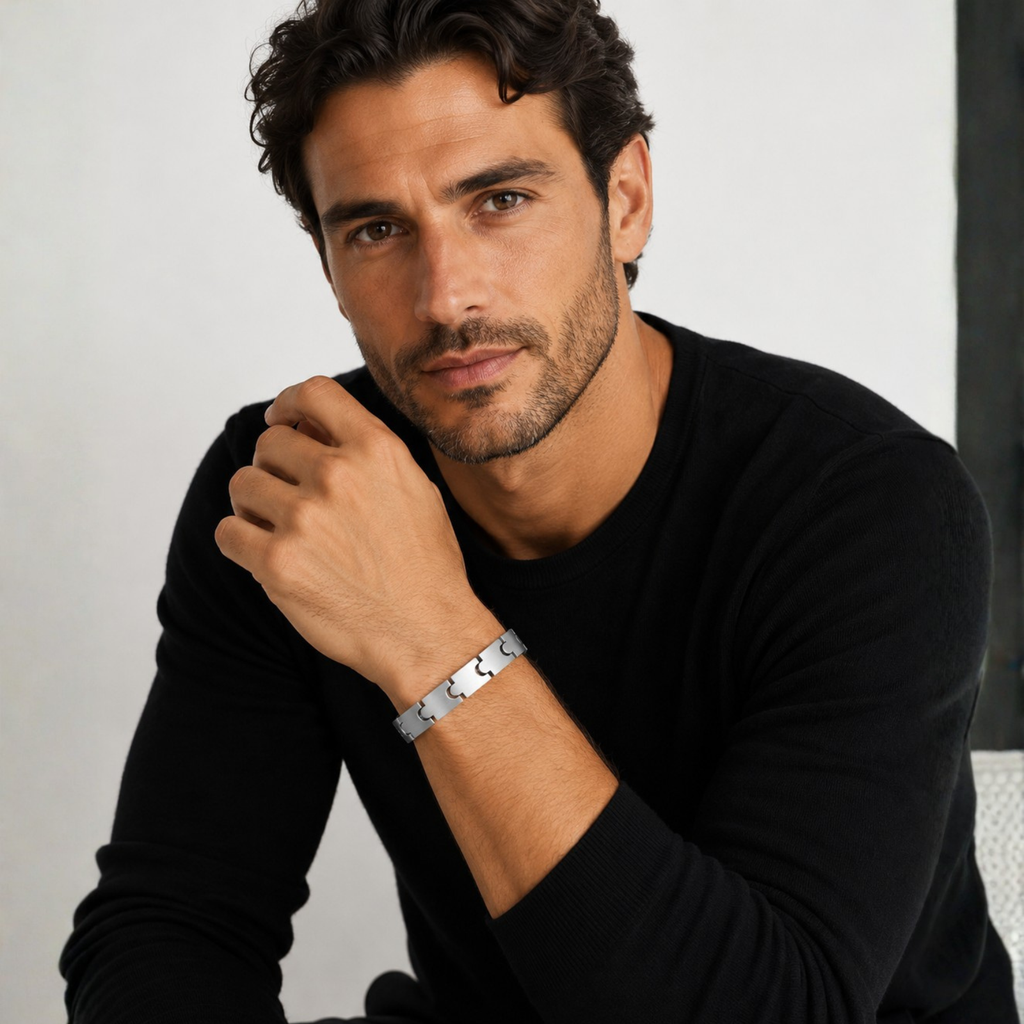 SET OF 2: Men's Brushed Silver Tungsten Link Bracelet – 8.5" Heavy-Duty Modern Bracelet
