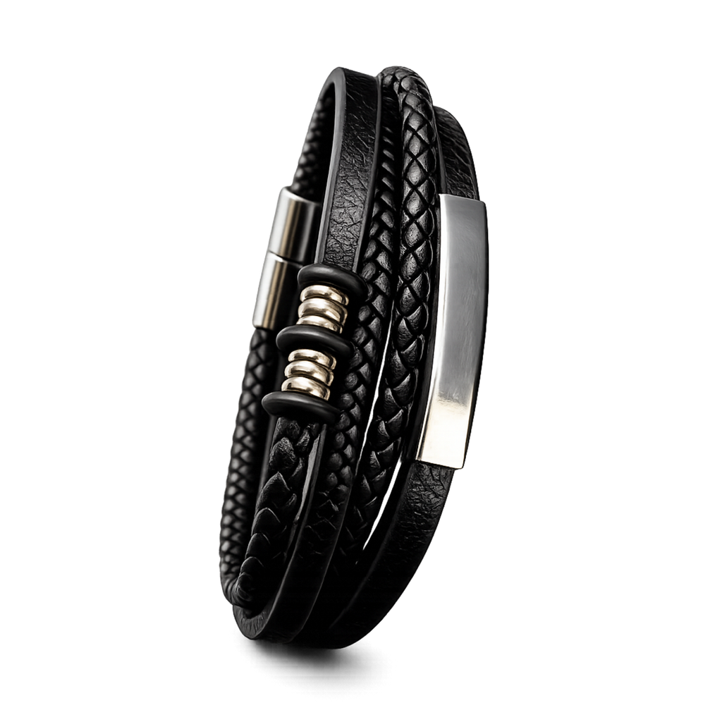 Men’s Leather Wrap Bracelet (Magnetic Clasp)